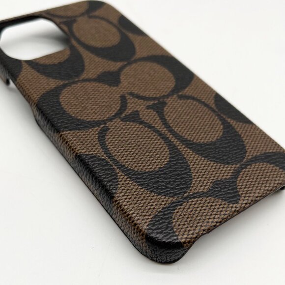 Coach Brown And Black Signature Canvas Slim Wrap I Phone 12 Mini Case - Picture 3 of 6